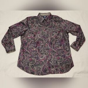 Chaps Purple Paisley Button Down Shirt